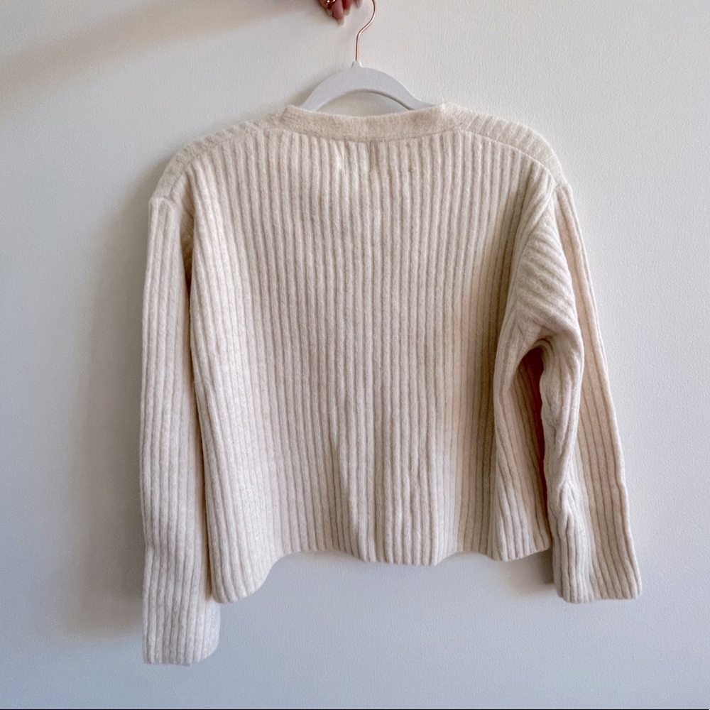 Reposh- Princess Polly Cream Ribbed Button Front Cardigan - Picture 4 of 5